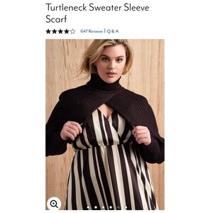 Eloquii Black Turtleneck Sweater Sleeve Scarf